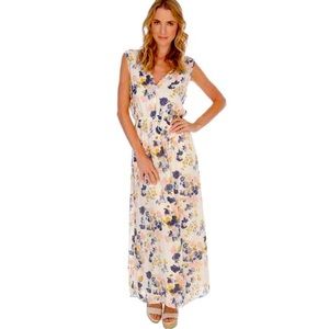 Lucky Brand Maxi Tie Waist Floral Sleeveless V-Neck Pockets Dress Size XL.